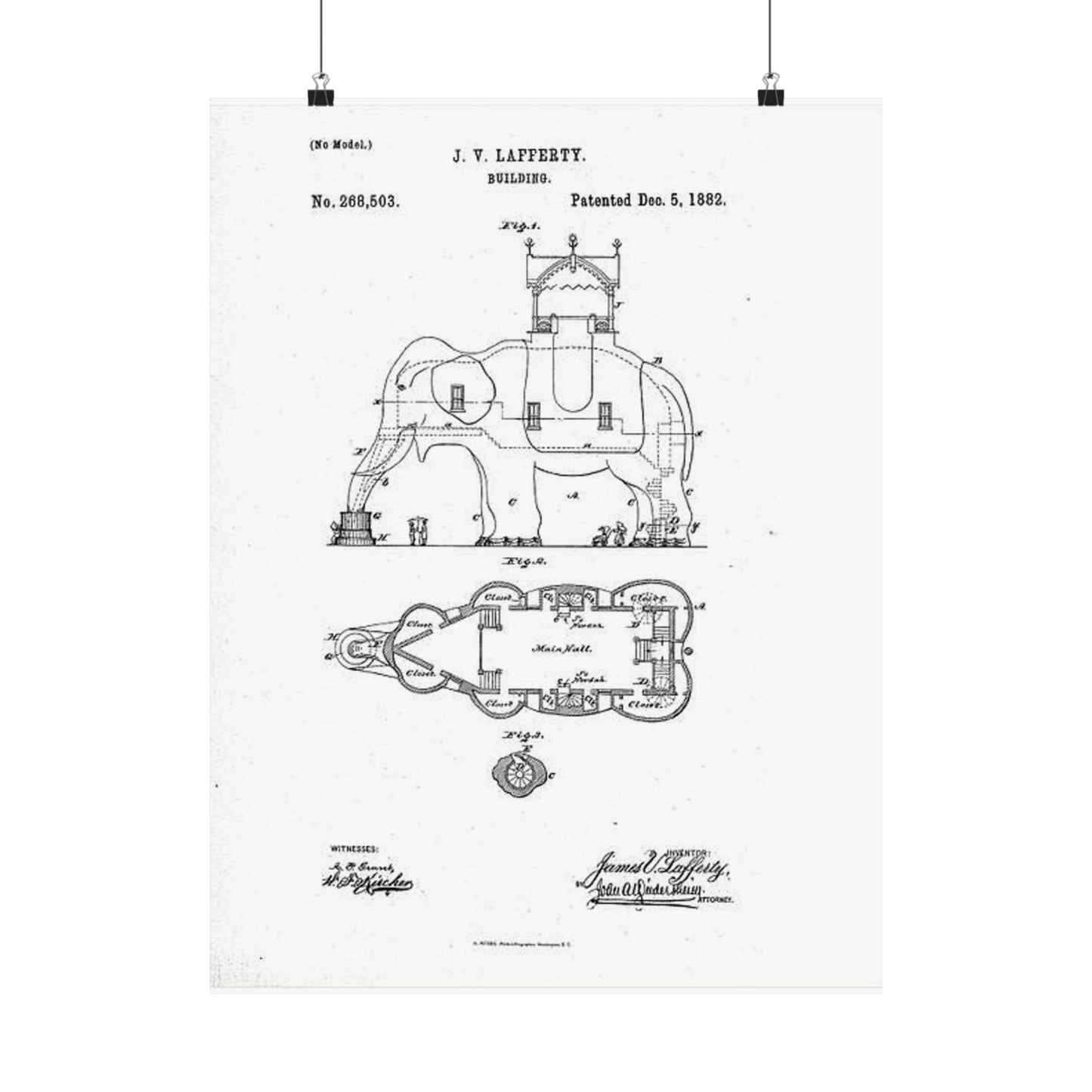 Patent Drawing of Engine - Lucy-USpatent268503 1882 Public domain image High Quality Matte Wall Art Poster for Home, Office, Classroom