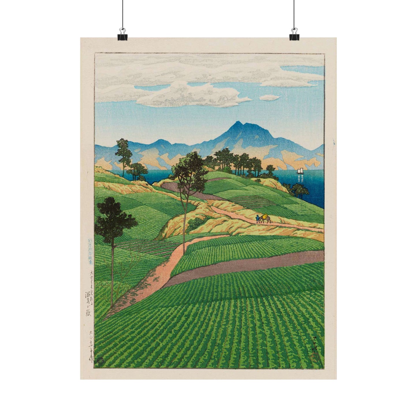 Nihon fūkei senshū, Amakusa yori mitaru Onsengadake by Kawase Hasui High Quality Matte Wall Art Poster for Home, Office, Classroom