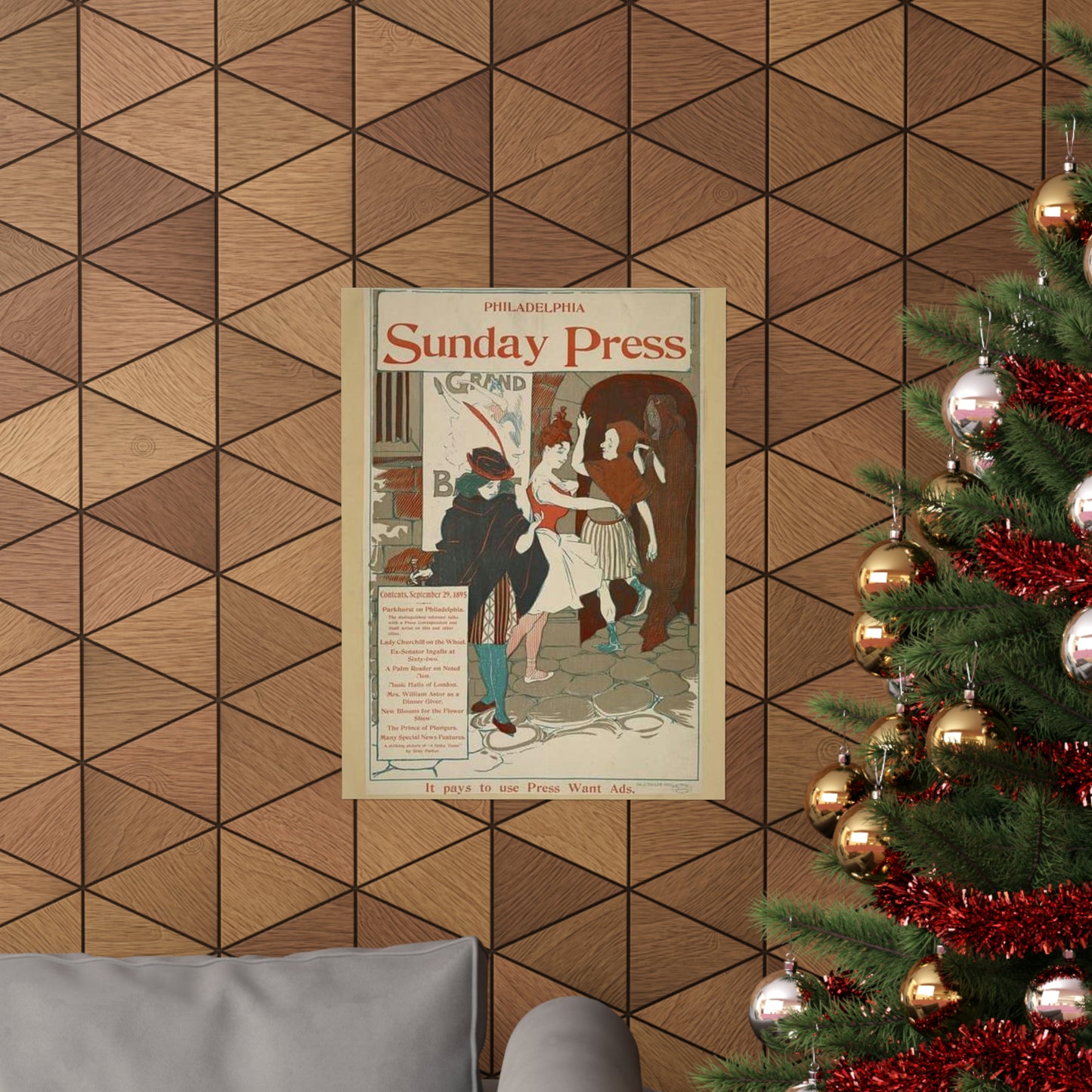 Philadelphia Sunday press. September 29, 1895. High Quality Matte Wall Art Poster for Home, Office, Classroom