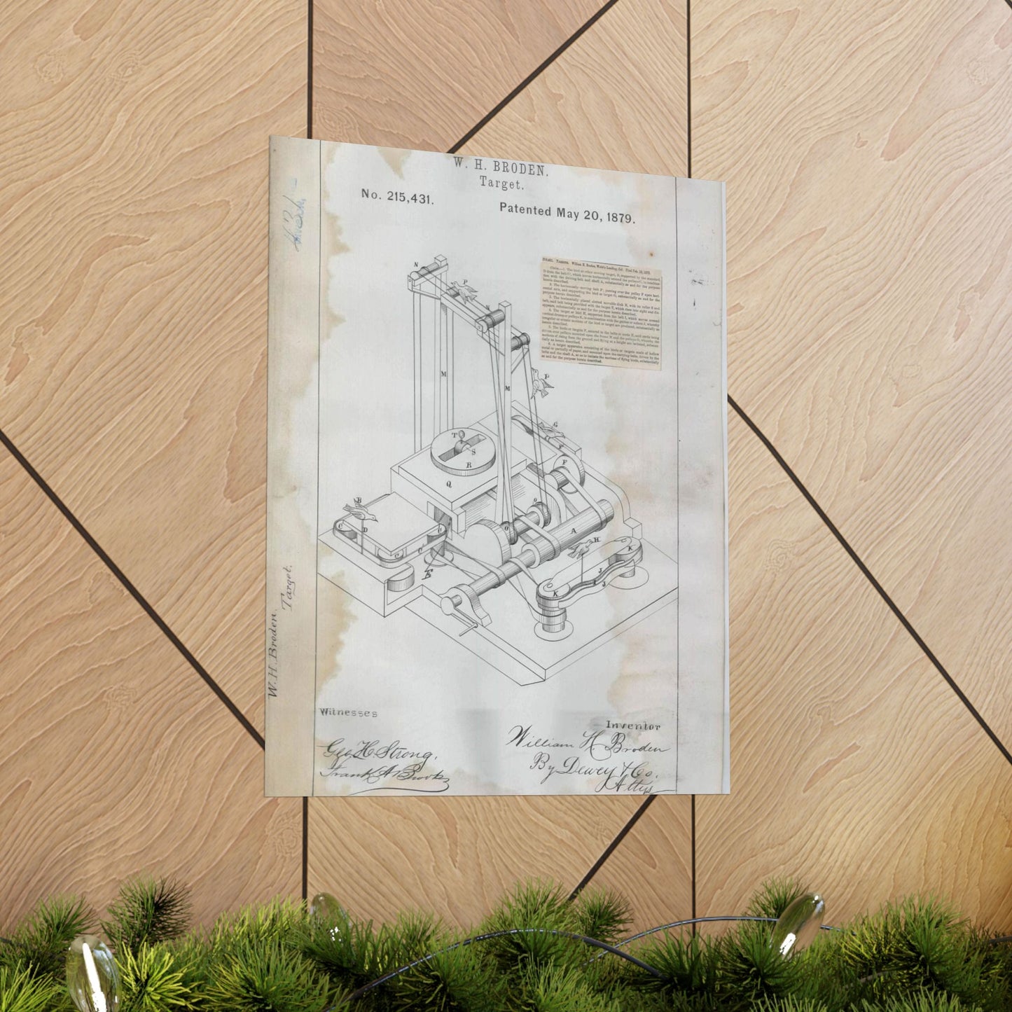 Patent drawing - for W. H. Broden's Target Public domain image High Quality Matte Wall Art Poster for Home, Office, Classroom