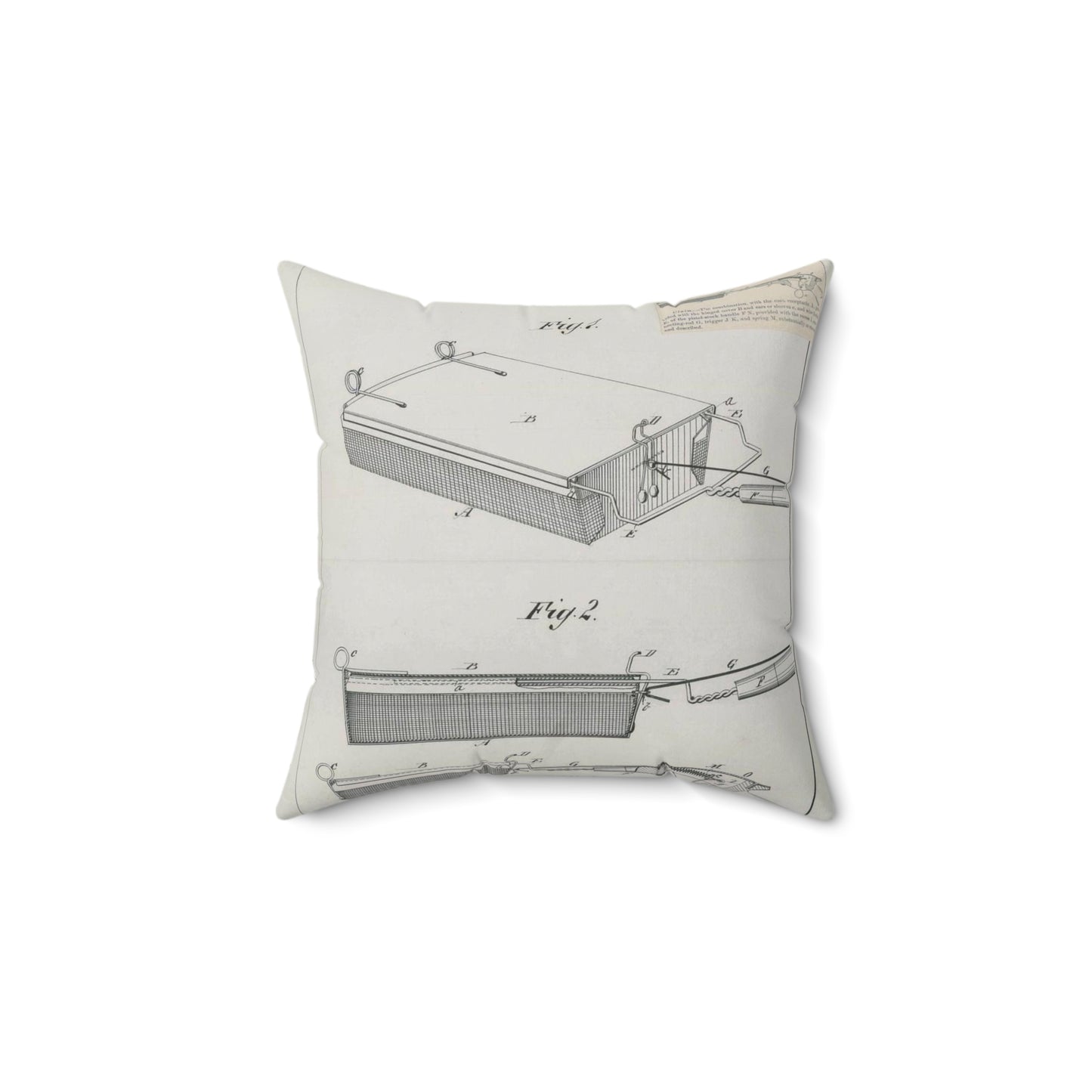 Patent Drawing of Engine - for J. Wilkie's Corn Popper Public domain image Decorative Accent Square Pillow