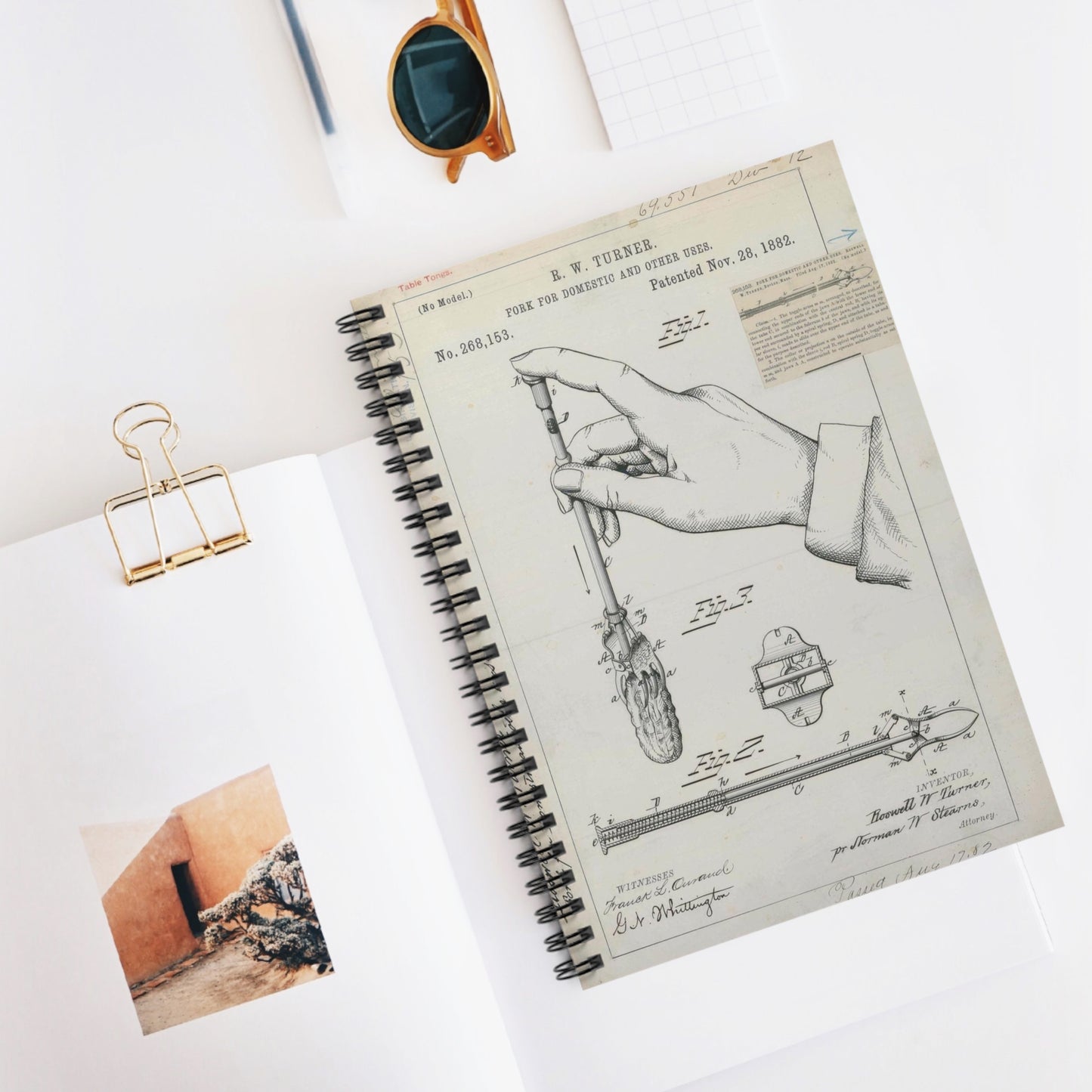 Patent drawing - for R. W. Turner's Fork for Domestic and Other Uses Public domain image Spiral Bound Ruled Notebook with Printed Cover