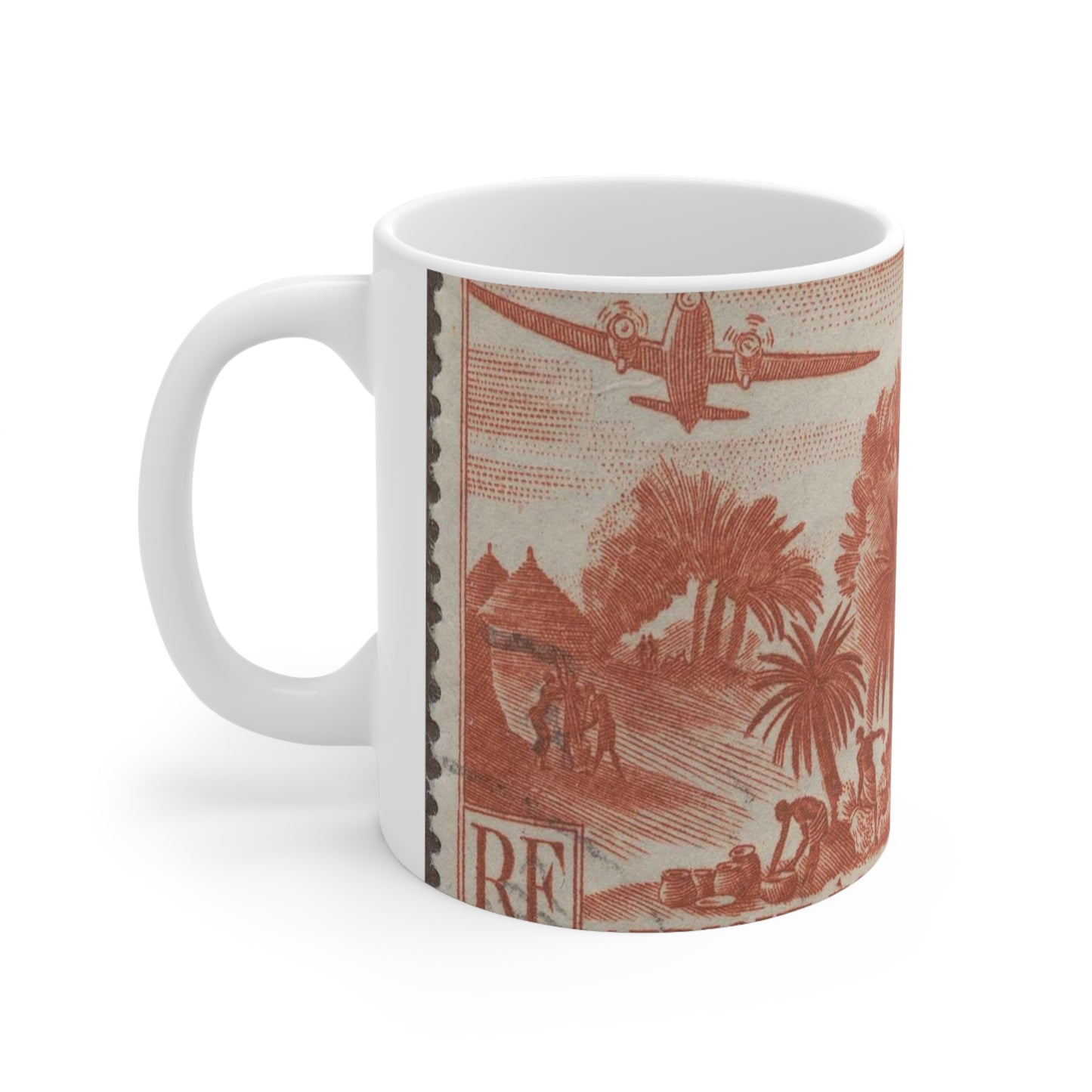 Frimärke ur Gösta Bodmans filatelistiska motivsamling, påbörjad 1950.Frimärke från Franska Ekvatorialafrika, 1947. Motiv av skördearbete. Beautiful Novelty Ceramic Coffee Mug 11oz