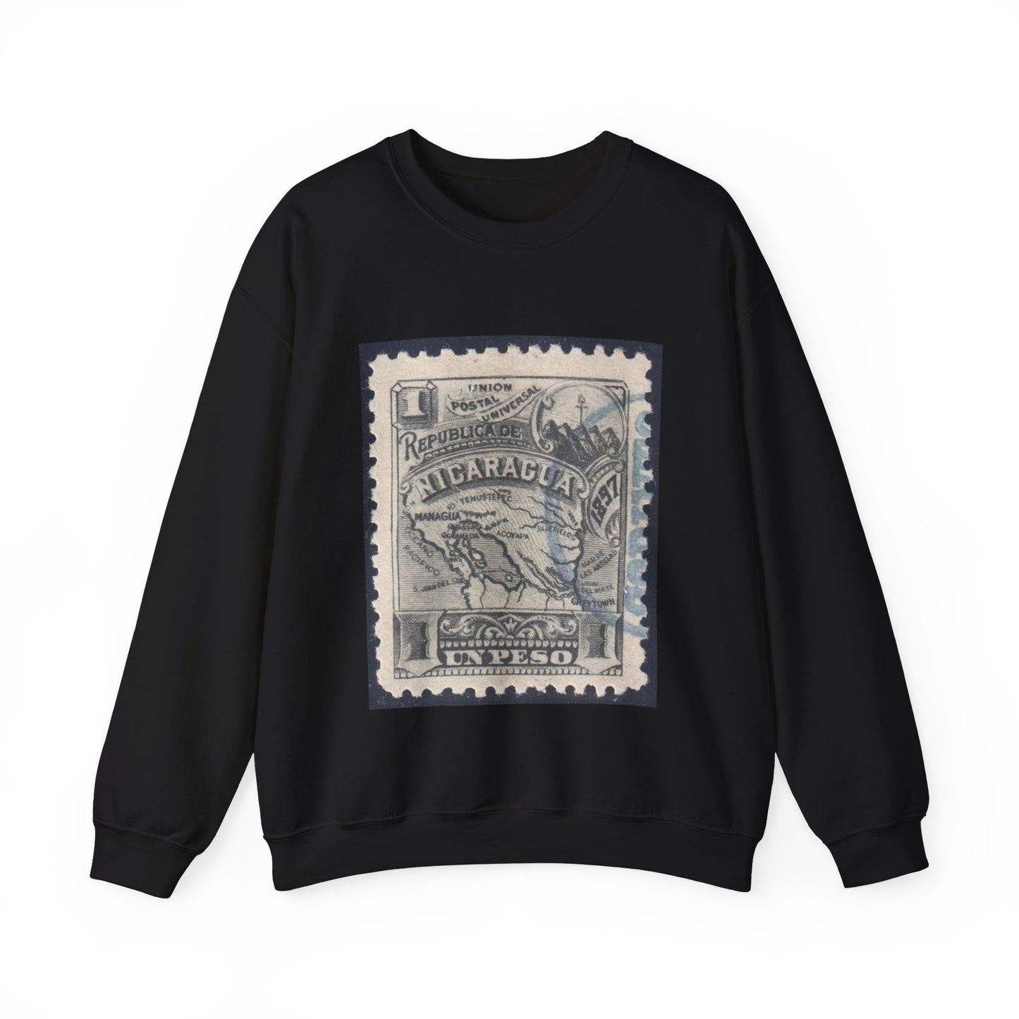 Nicaragua 1897 Sc96u - postal stamp Black Heavy Blend Adult Crew Neck SweatShirt