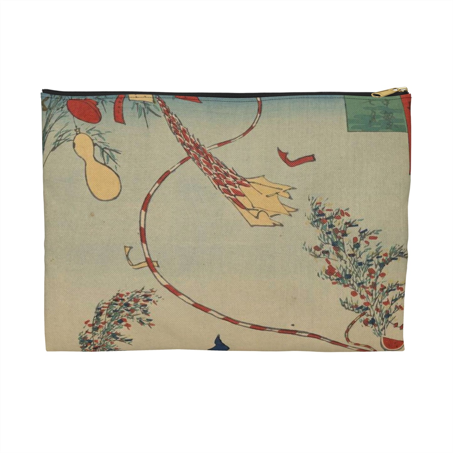 Gajō icchō, Ando Hiroshige - Public domain portrait drawing Large Organizer Pouch with Black Zipper