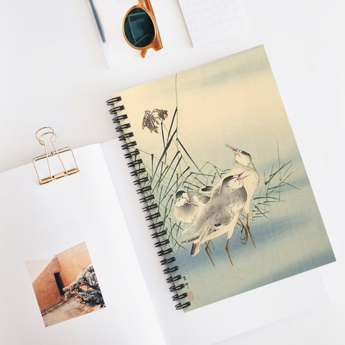 Koson - sandpipers, Ohara Koson Spiral Bound Ruled Notebook with Printed Cover