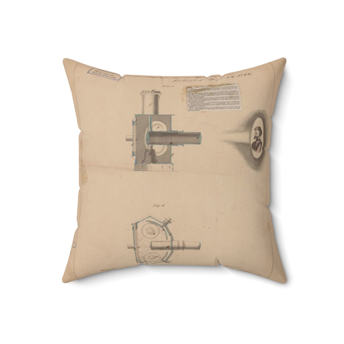 Patent drawing - Drawing of Improvement in Magic Lanterns Public domain image Decorative Accent Square Pillow