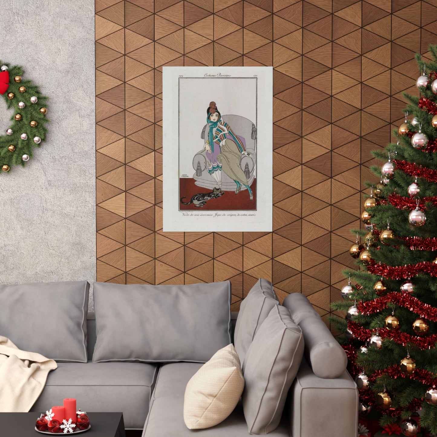 Jacket and skirt (Veste de soie écossaise. Jupe de crépon de coton souris) (CBL WEp 0946) High Quality Matte Wall Art Poster for Home, Office, Classroom