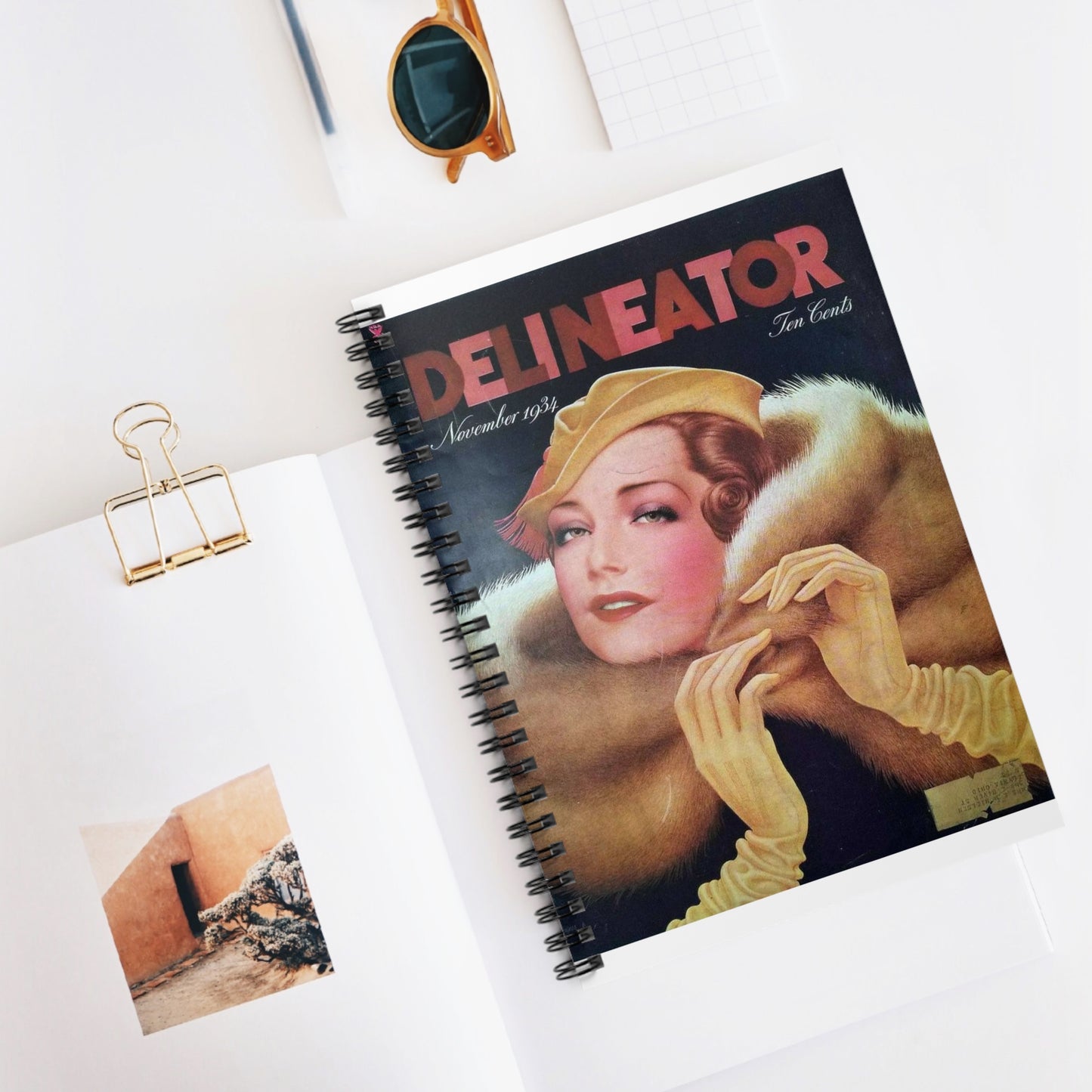 Delineator 1934-11 - Art Deco public domain image Spiral Bound Ruled Notebook with Printed Cover