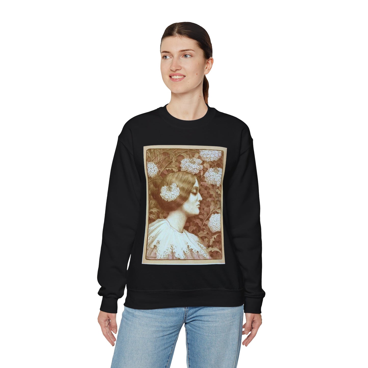 Paul Emile Berthon - Dessin original pour les "Maîtres de l'Affiche". Black Heavy Blend Adult Crew Neck SweatShirt