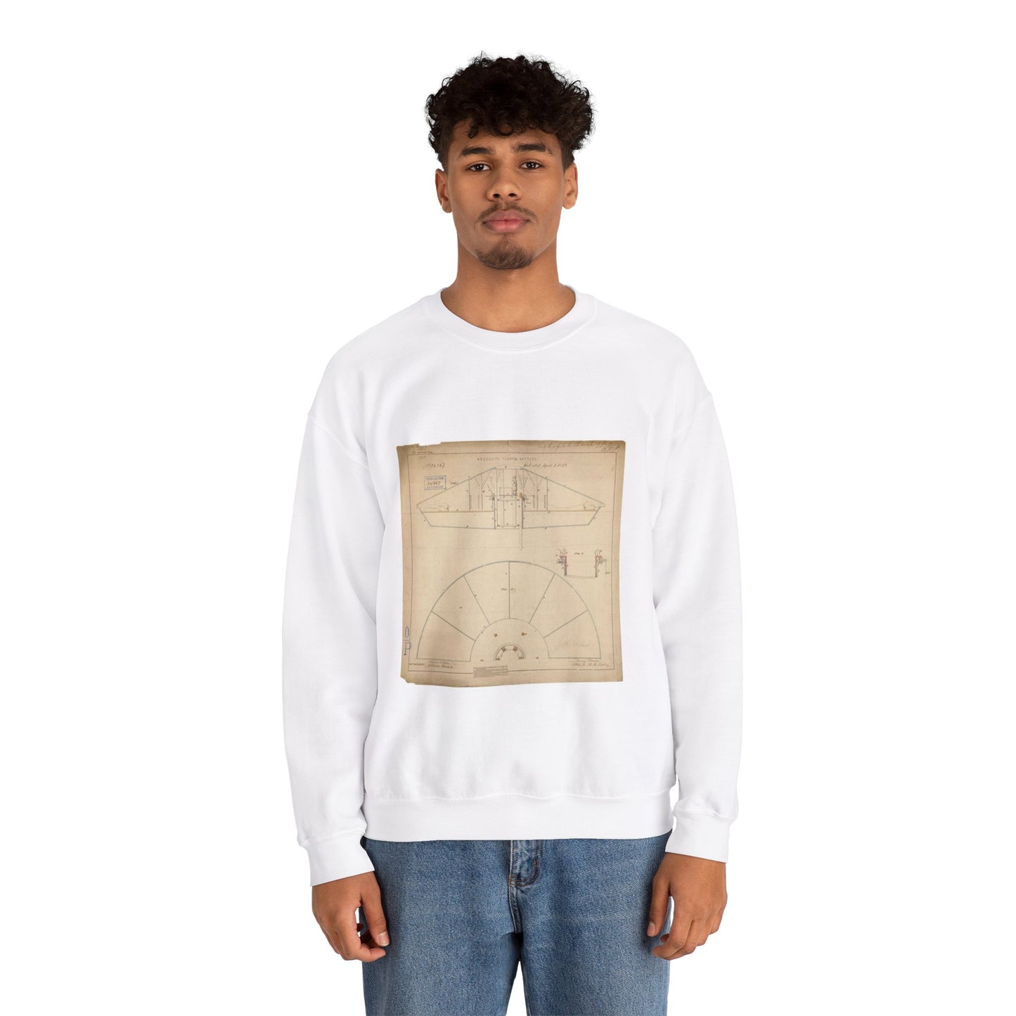 Patent drawing - Drawing of Floating Battery Public domain image White Heavy Blend Adult Crew Neck SweatShirt