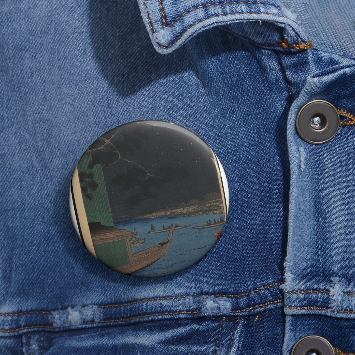 Gajō icchō, Andō Hiroshige - Public domain portrait drawing Pin Buttons with Crisp Design