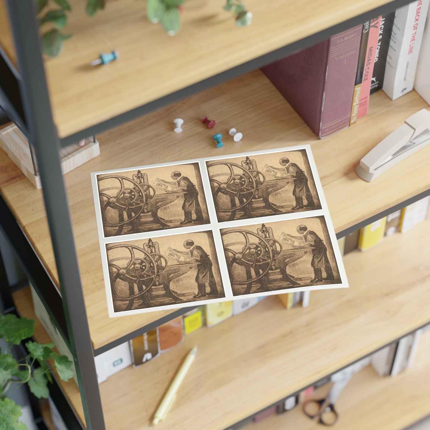 Lilien Printing press - Public domain portrait print Laminated UV Protective Vinyl Stickers