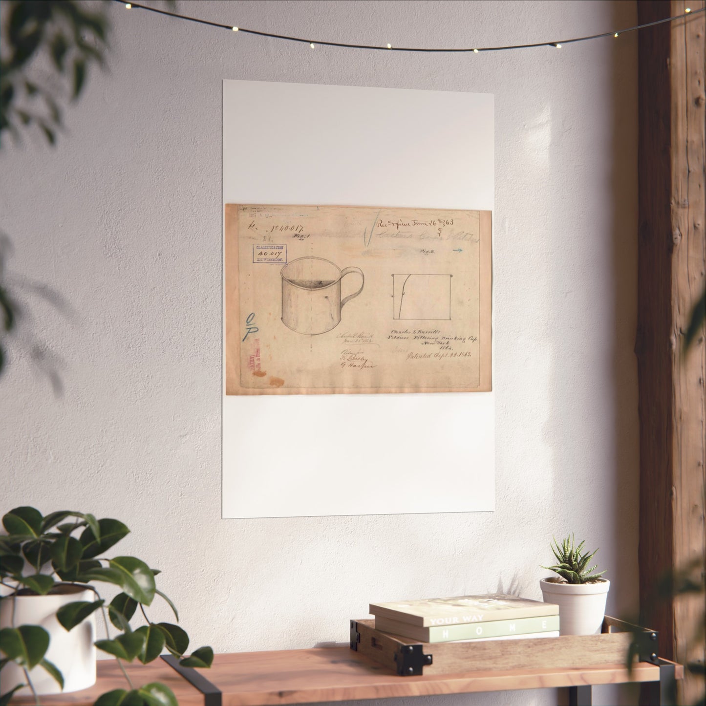 Patent drawing - Drawing of Soldiers Filtering Drinking Cup Public domain image High Quality Matte Wall Art Poster for Home, Office, Classroom