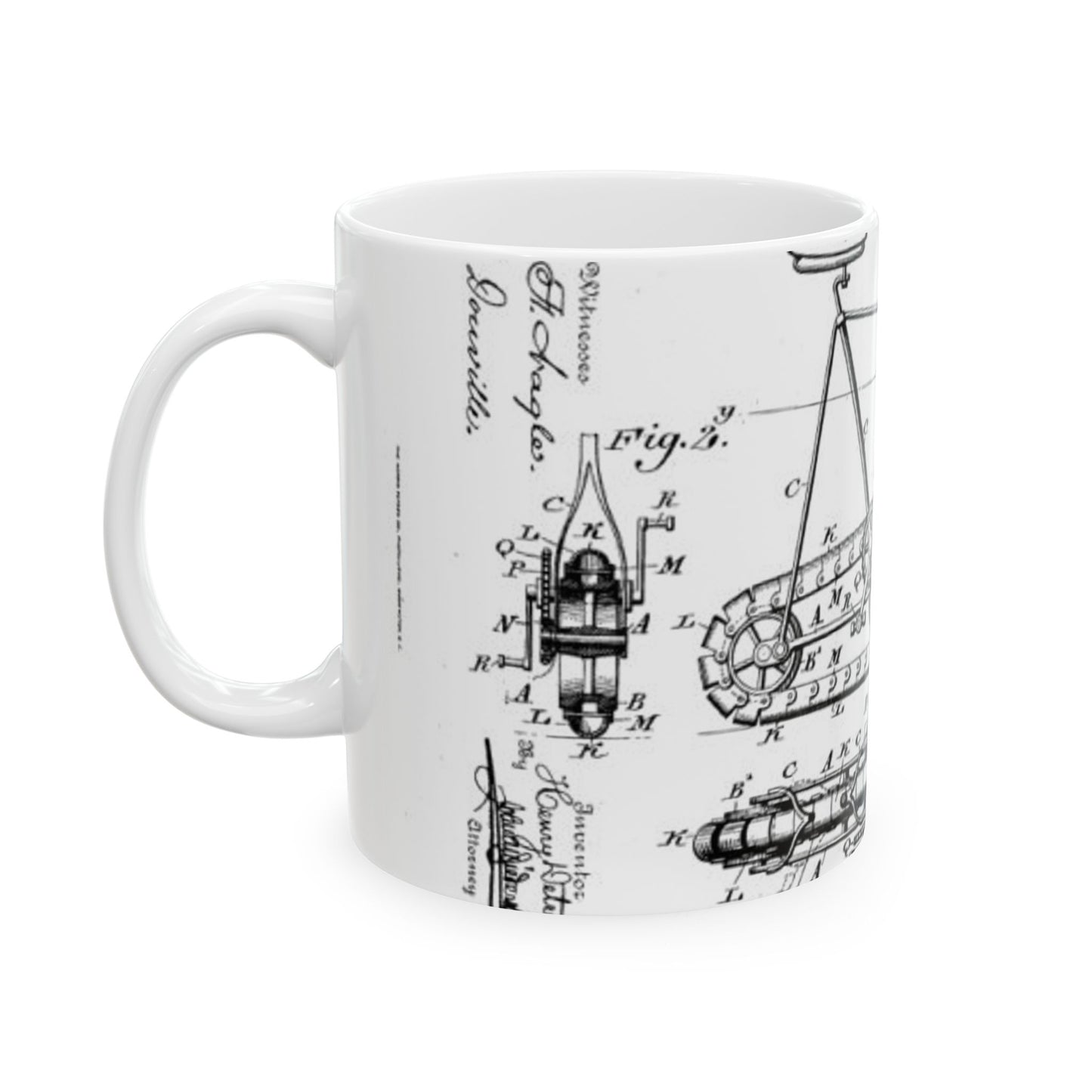 Patent drawing - Traction "Vehicle" (Bicycle Patent, 1895) Public domain image Beautiful Novelty Ceramic Coffee Mug 11oz