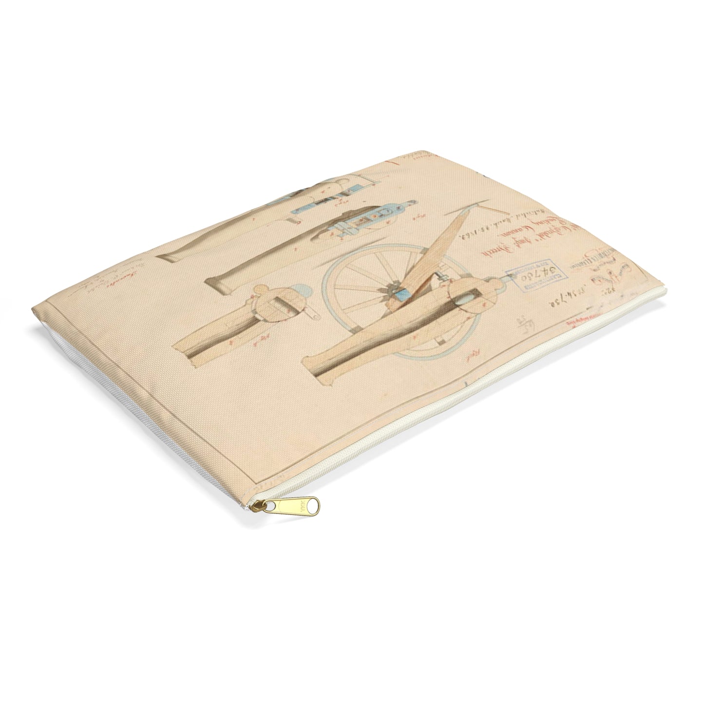 Patent drawing - Drawing of Improved Breech Loading Cannon Public domain image Large Organizer Pouch with Black Zipper