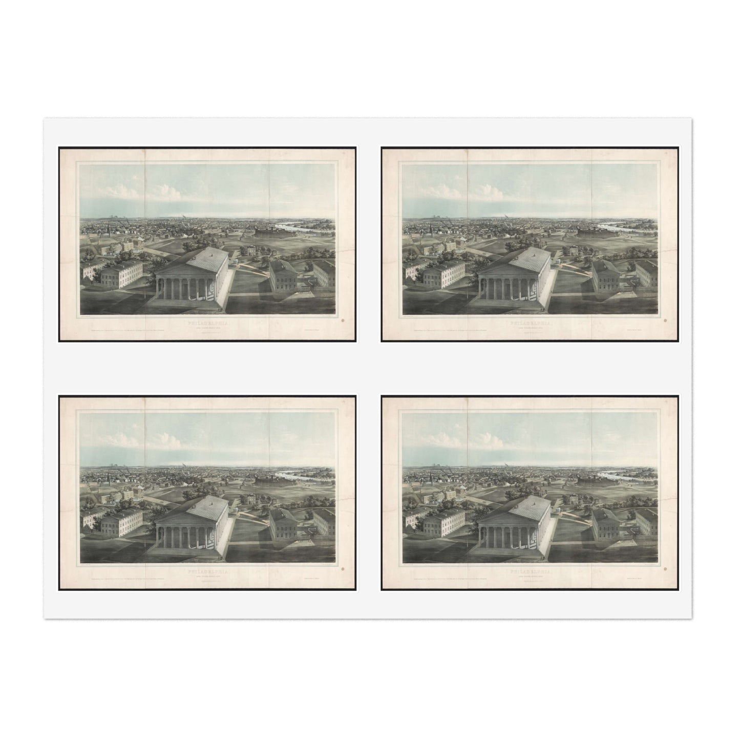 Philadelphia, from Girard College-1850 / J. W. Hill & Smith, del. ; lith. par B. F. Smith Jr. ; printed in tints by F. Michelin. Laminated UV Protective Vinyl Stickers