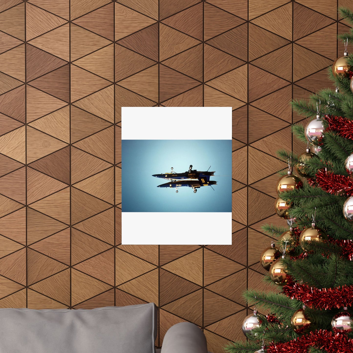 Two F/A-18A Hornet aircraft of the Blue Angels Flight Demonstration Squadron execute the Fortus maneuver during an air show High Quality Matte Wall Art Poster for Home, Office, Classroom