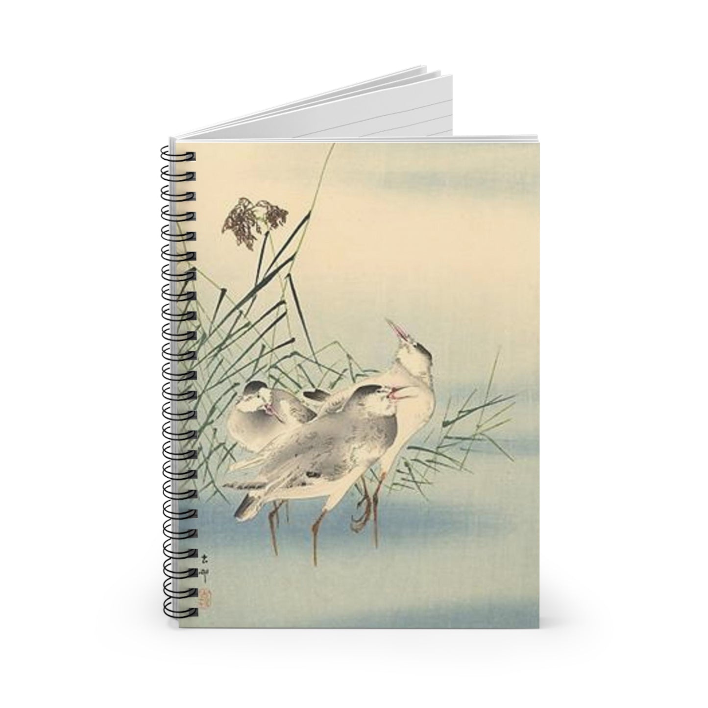 Koson - sandpipers, Ohara Koson Spiral Bound Ruled Notebook with Printed Cover