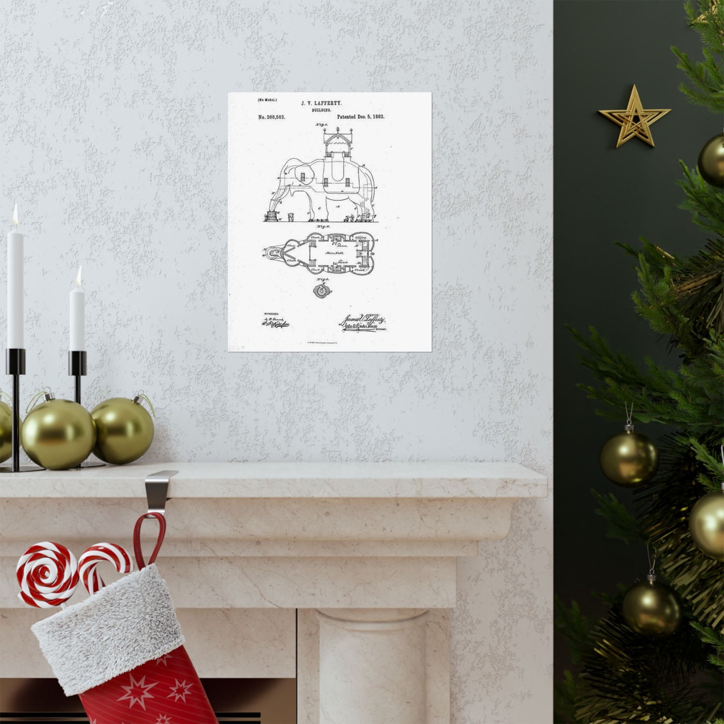 Patent Drawing of Engine - Lucy-USpatent268503 1882 Public domain image High Quality Matte Wall Art Poster for Home, Office, Classroom