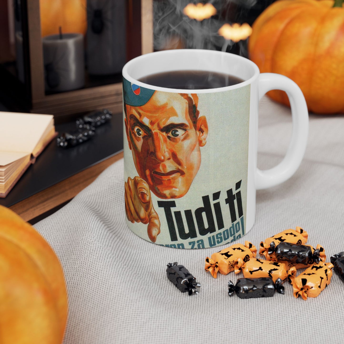 Jože Beranek - plakat Tudi ti si odgovoren za usodo slovenskega naroda SCAN Beautiful Novelty Ceramic Coffee Mug 11oz