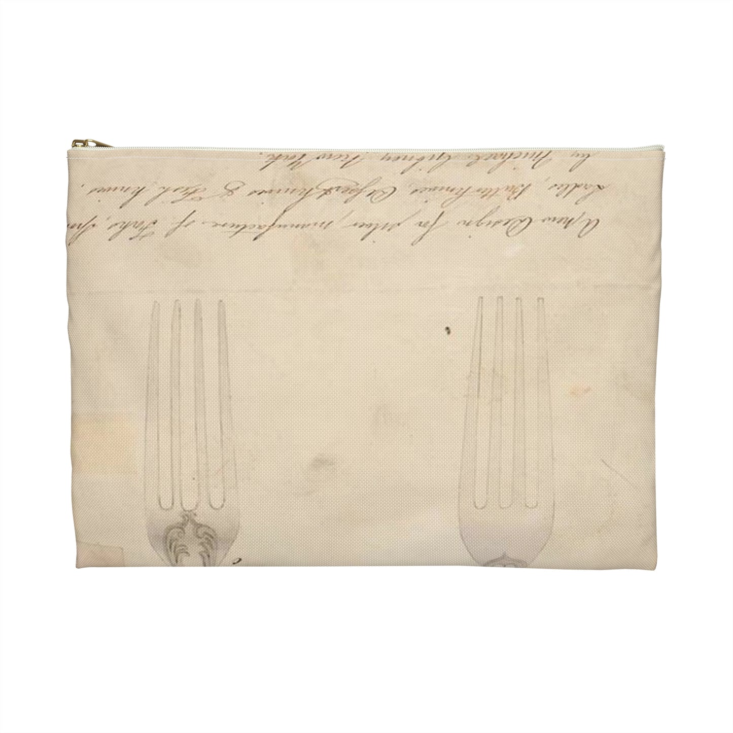 Patent drawing - Drawing of Design for Silver Forks Public domain image Large Organizer Pouch with Black Zipper