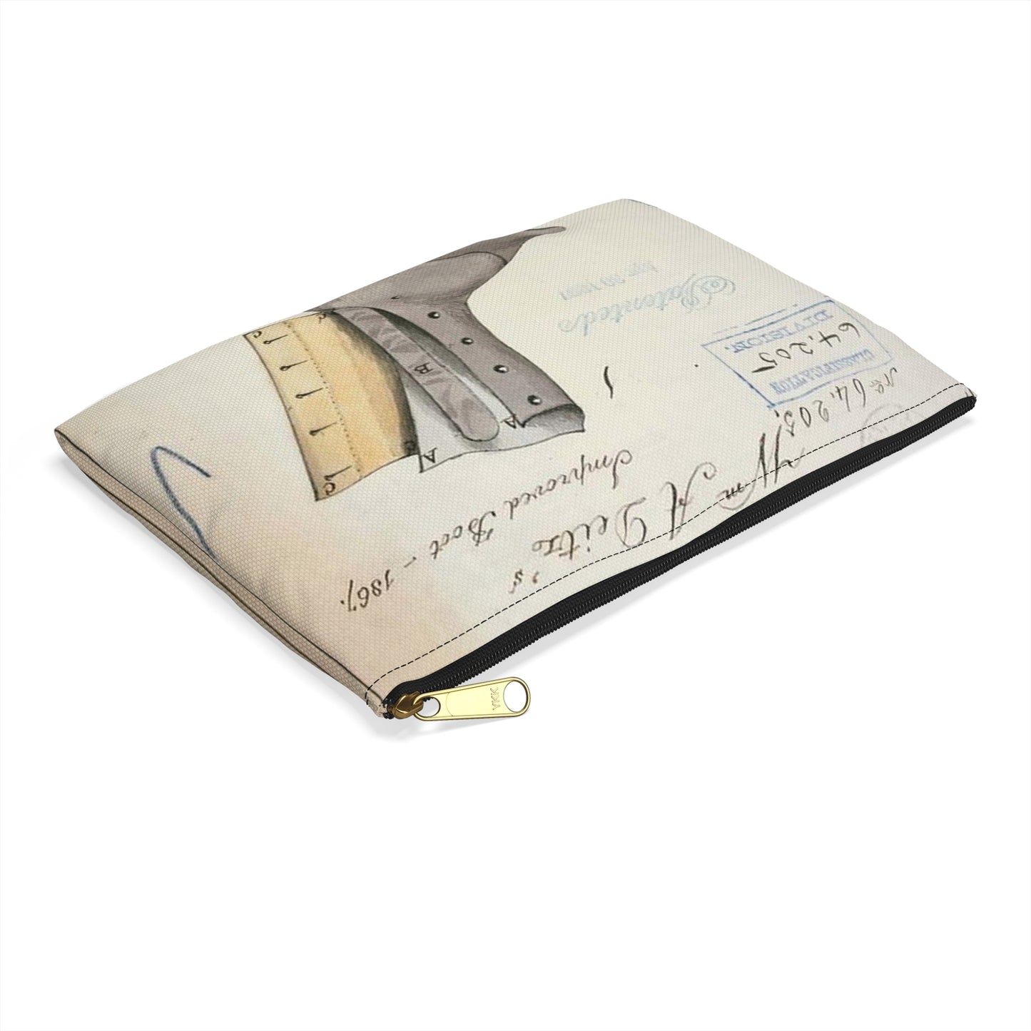 Patent drawing - Drawing of Improved Boot Public domain image Large Organizer Pouch with Black Zipper