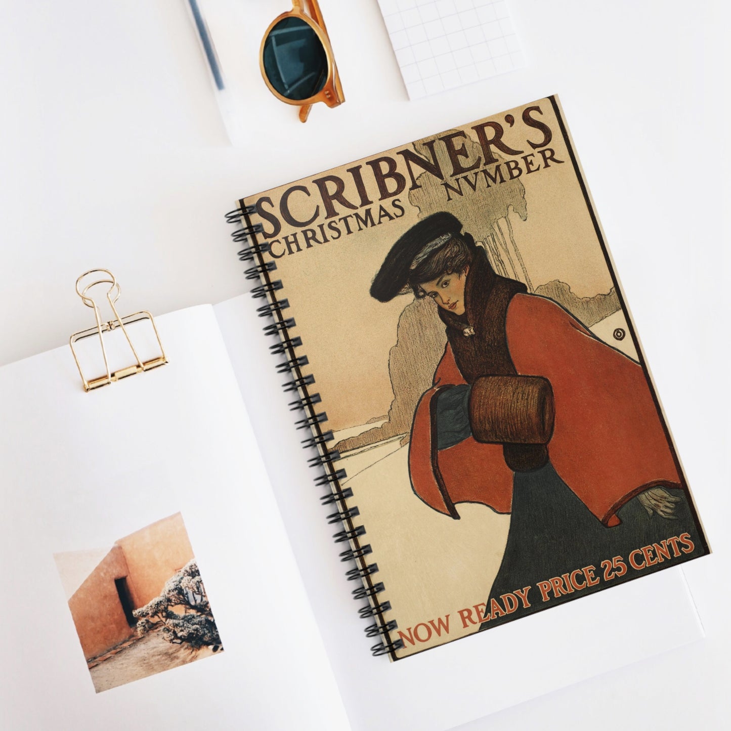 Poster - Scribner's Christmas number - Public domain lithograph Spiral Bound Ruled Notebook with Printed Cover