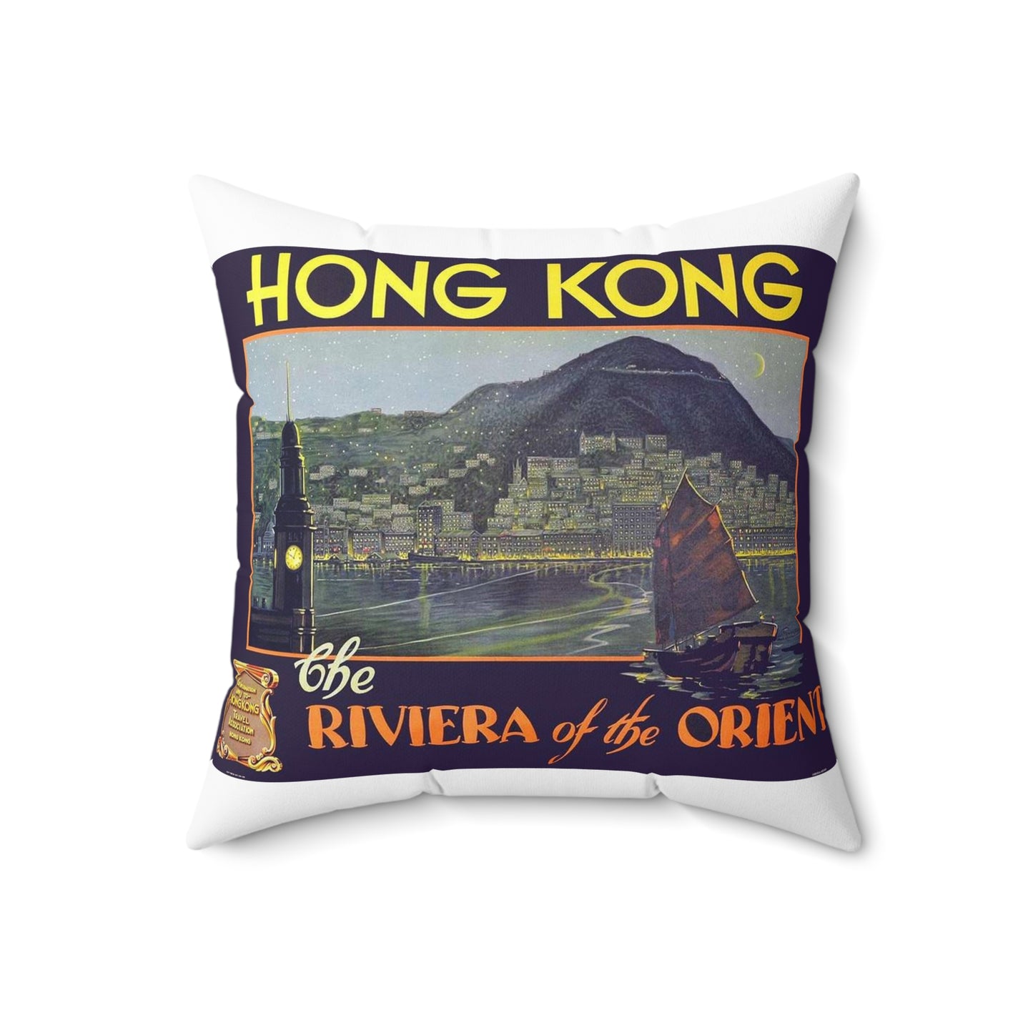 Hong Kong – Riviera of the Orient, c. 1930 Decorative Accent Square Pillow