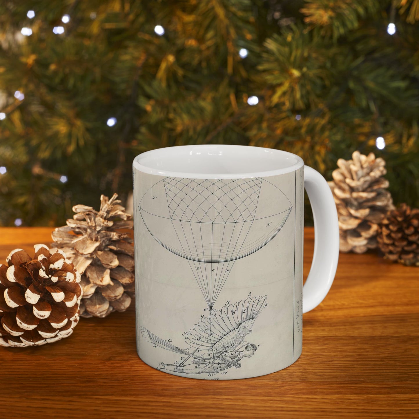 Patent drawing - for R. J. Spalding's Flying Machine Public domain image Beautiful Novelty Ceramic Coffee Mug 11oz