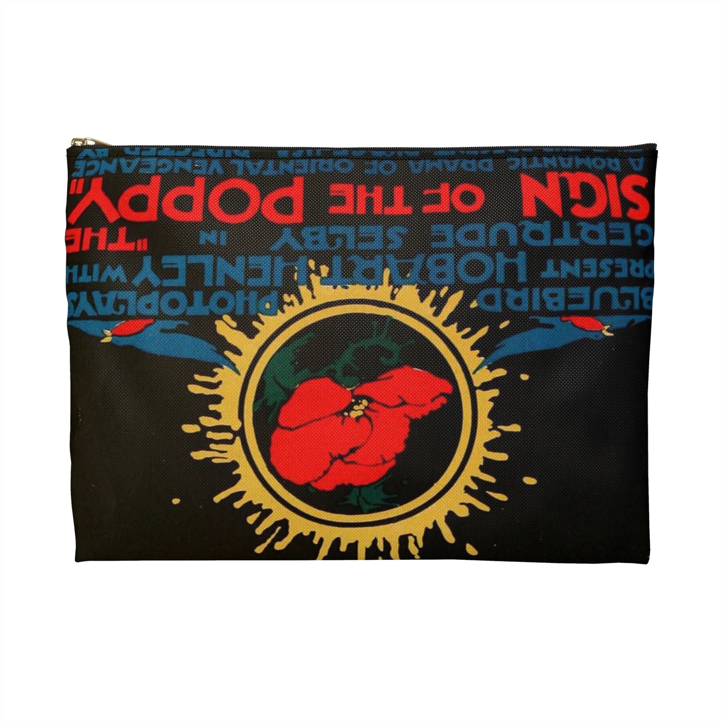 The Sign of the Poppy - Vintage movie public domain poster Large Organizer Pouch with Black Zipper