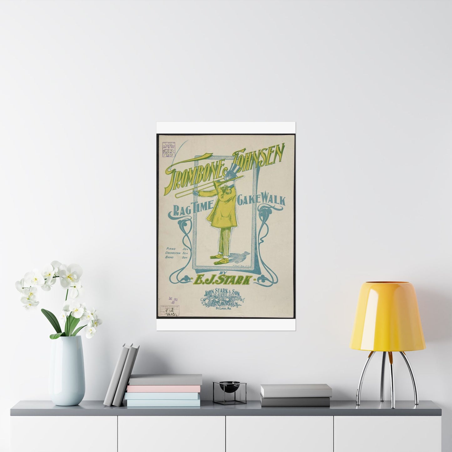 Trombone Johnsen, a Ragtime cake walk - Ragtime music High Quality Matte Wall Art Poster for Home, Office, Classroom