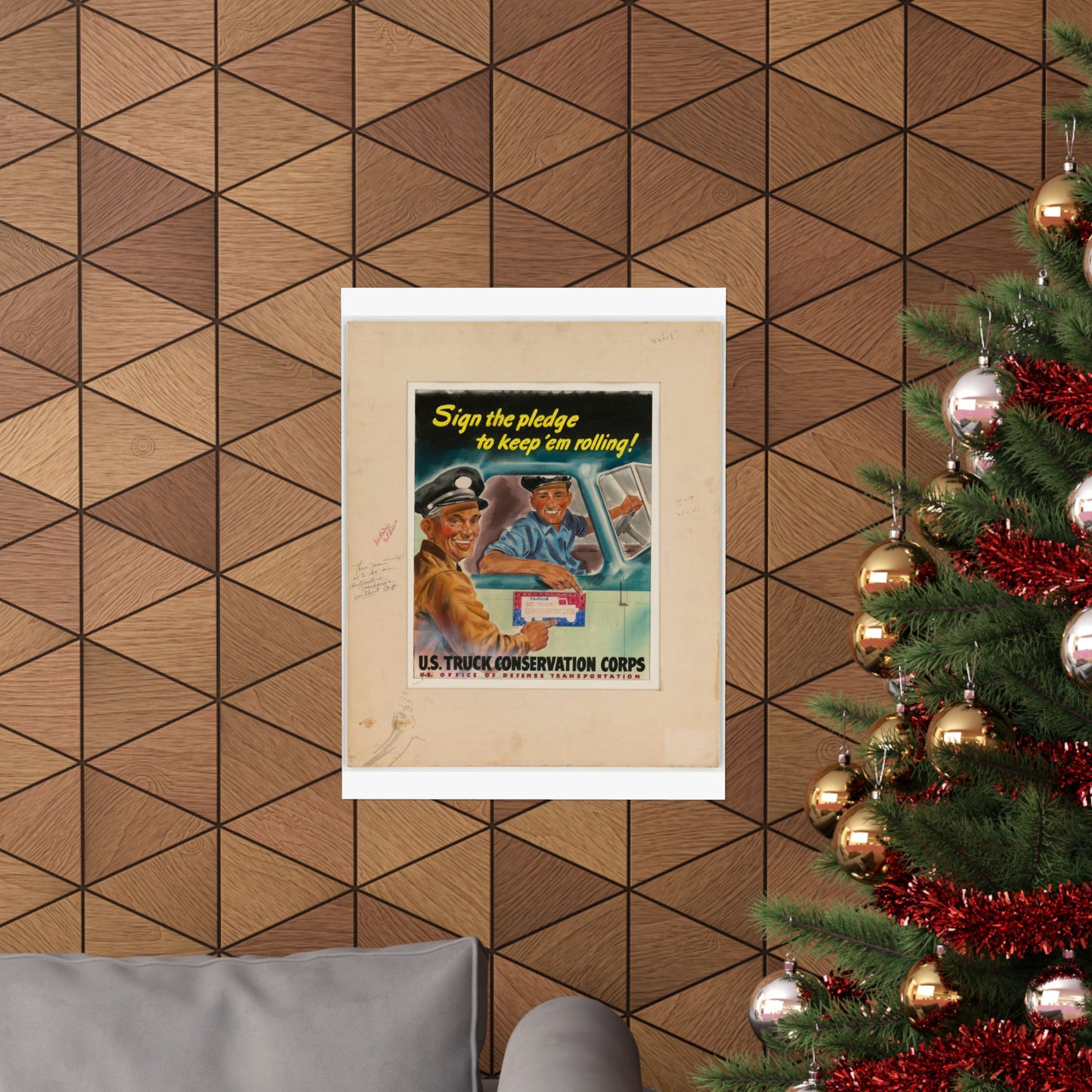 Sign the pledge to keep'em rolling! U.S. Truck Conservation Corps - U.S. Office of Defense Transportation High Quality Matte Wall Art Poster for Home, Office, Classroom