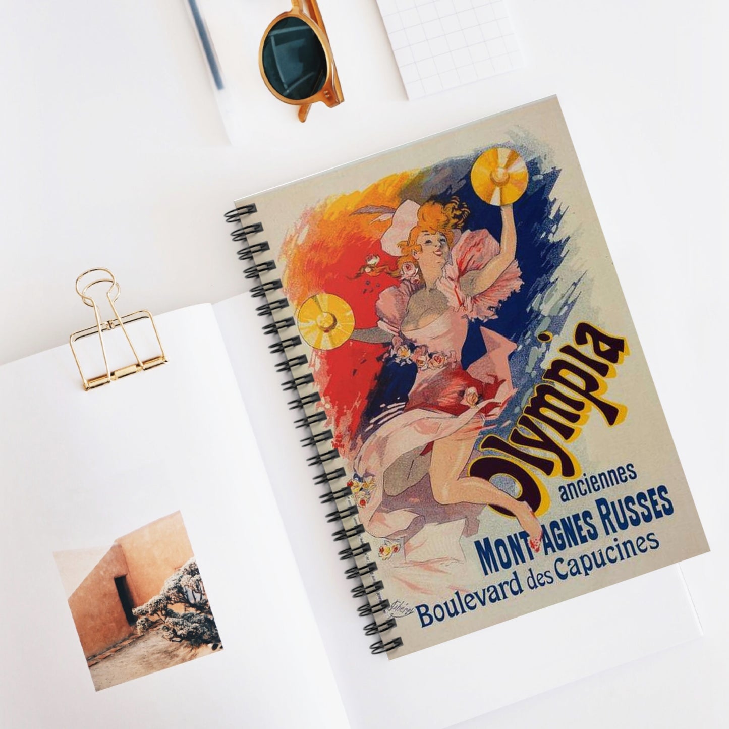 Affiche pour "Olympia". - Art nouveau public domain poster Spiral Bound Ruled Notebook with Printed Cover