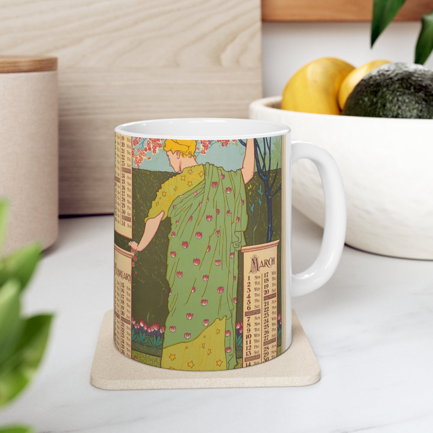 Louis Rhead - January, February, March Beautiful Novelty Ceramic Coffee Mug 11oz