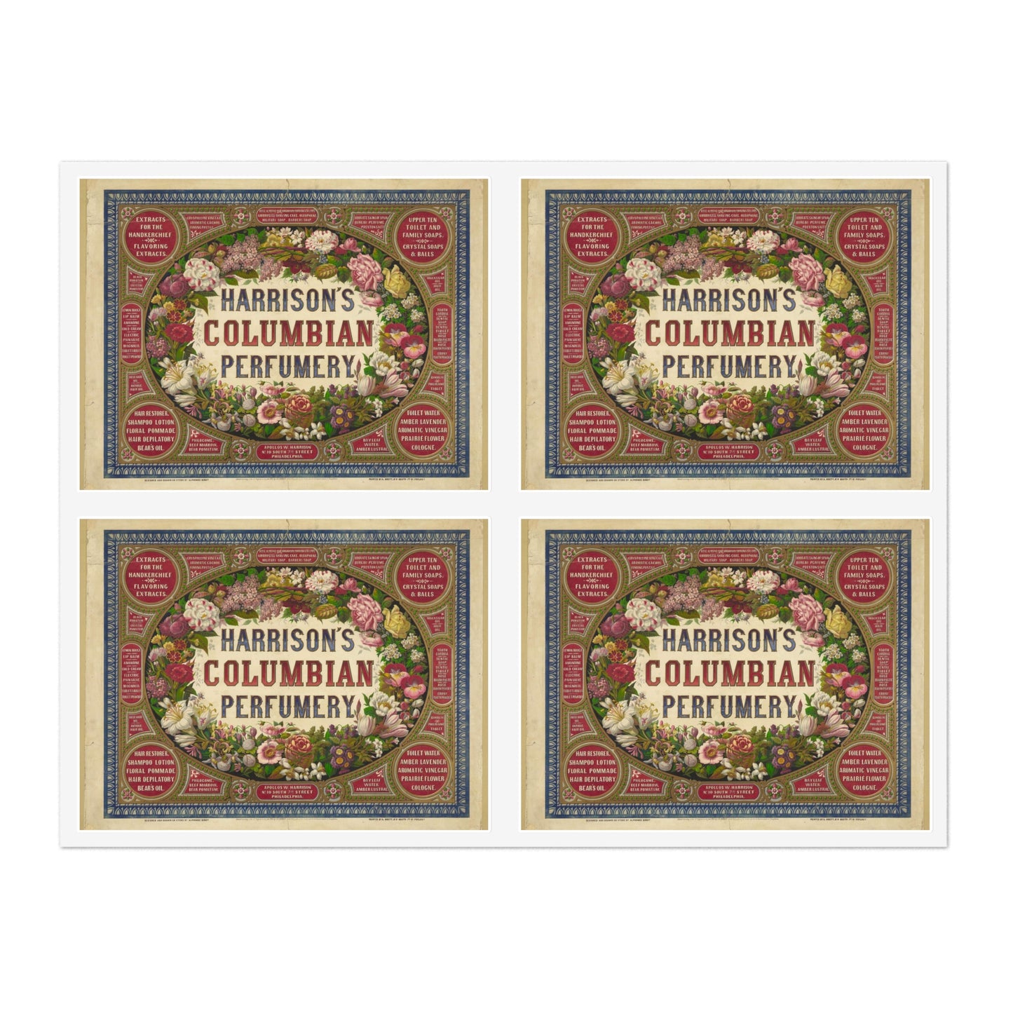 Harrison's Columbian perfumery / Designed and drawn on stone by Alphonse Bigot. Laminated UV Protective Vinyl Stickers
