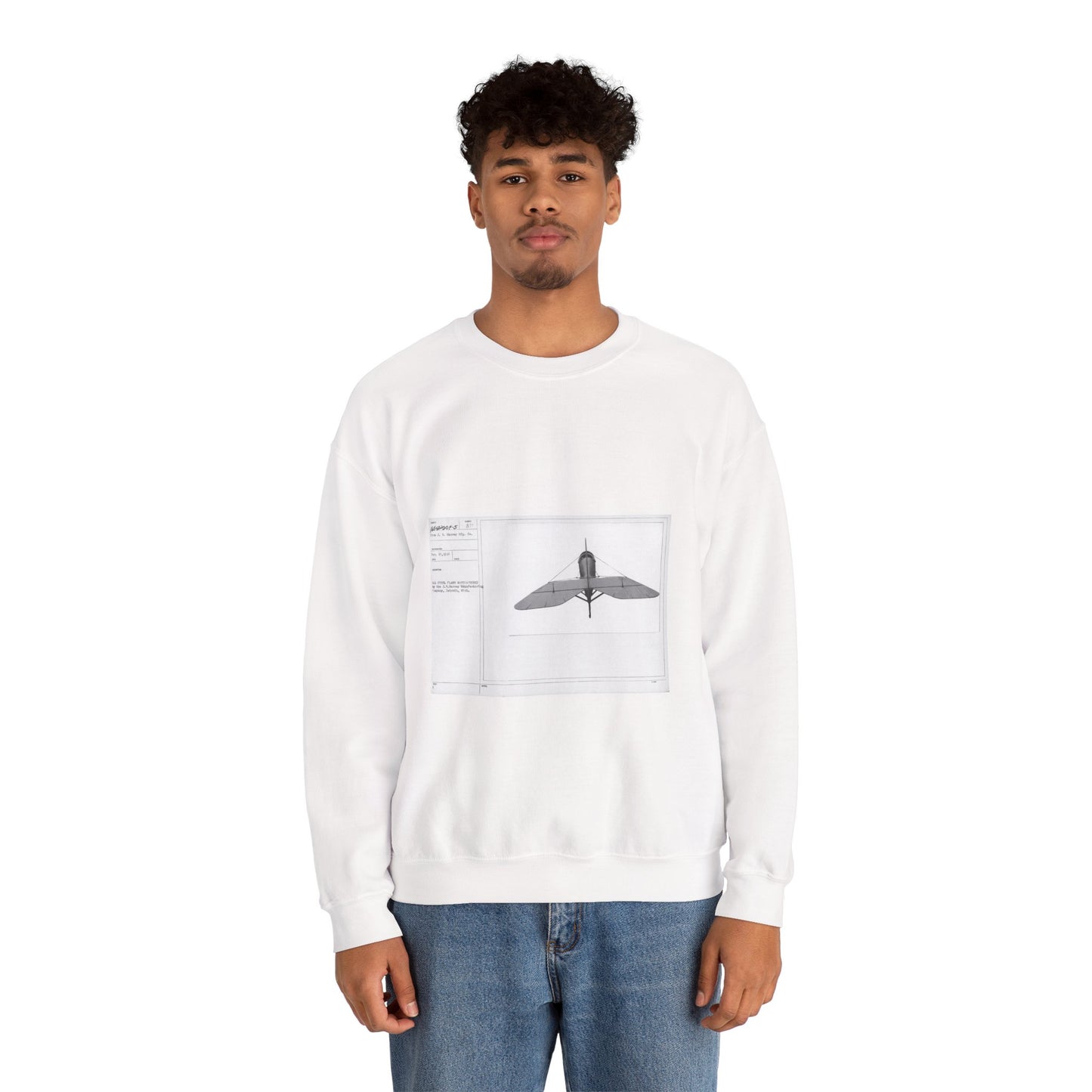 Patent drawing - Airplanes - Types - All steel manufactured by the J.W. Murray Manufacturing Company, Detroit, Michigan Public domain image White Heavy Blend Adult Crew Neck SweatShirt