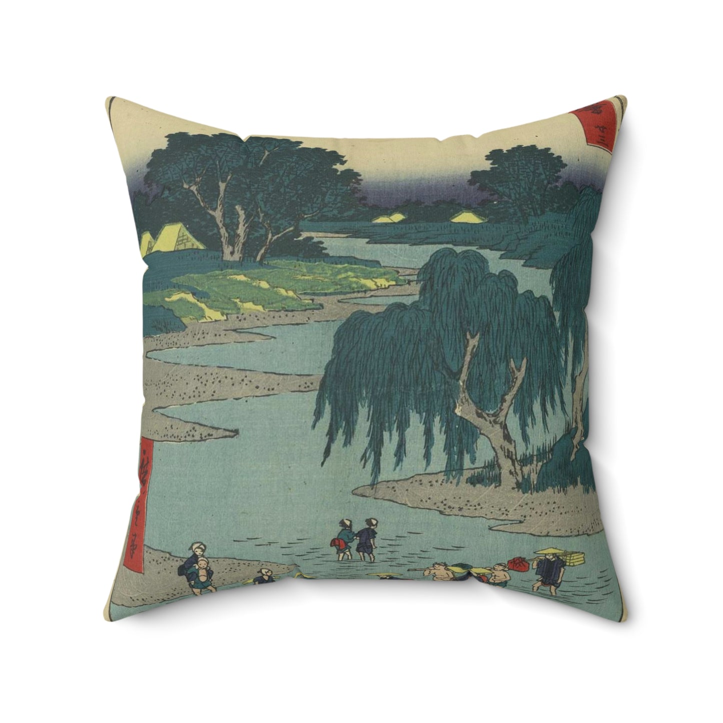 Fujieda, Andō Hiroshige - Public domain portrait drawing Decorative Accent Square Pillow