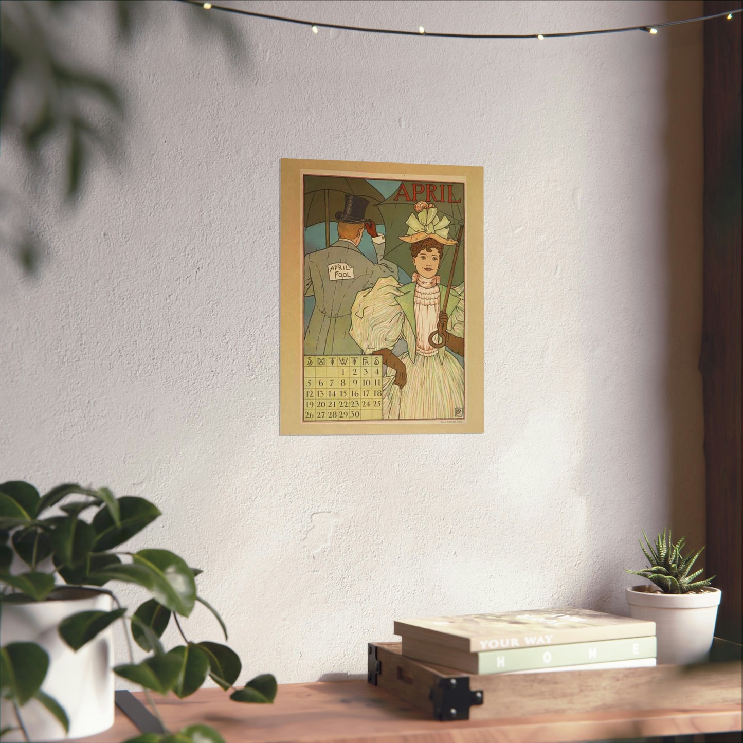 April, Art Nouveau Poster - Art nouveau public domain poster High Quality Matte Wall Art Poster for Home, Office, Classroom