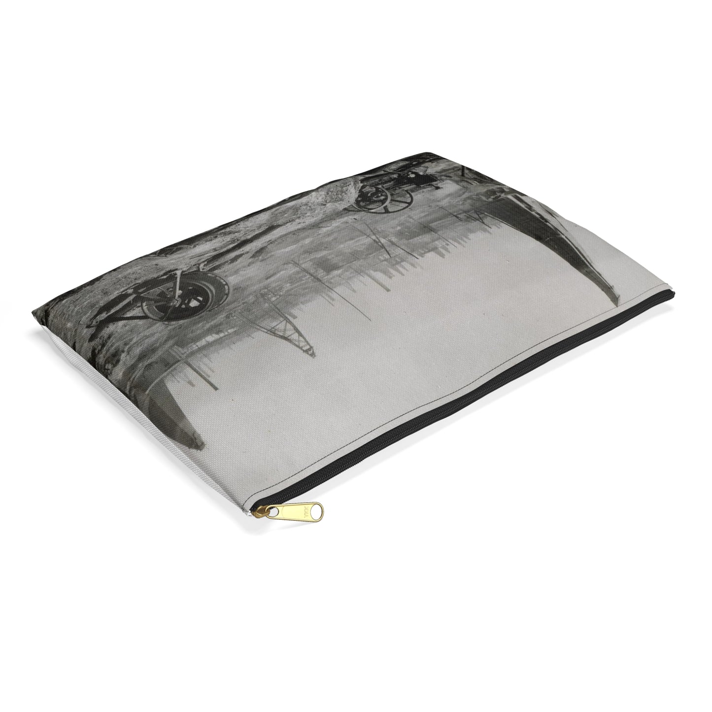 Baku. Oil production. - Drawing. Public domain image. Large Organizer Pouch with Black Zipper