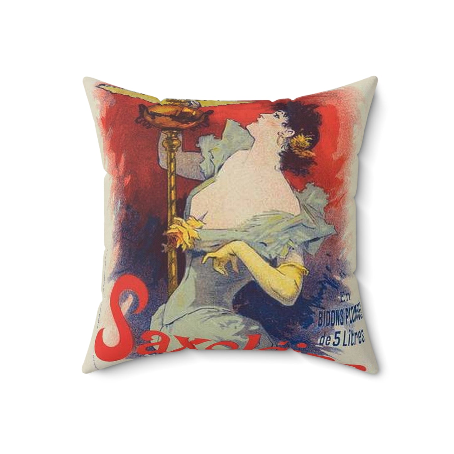 Affiche pour la "Saxoléine". - Art nouveau public domain poster Decorative Accent Square Pillow