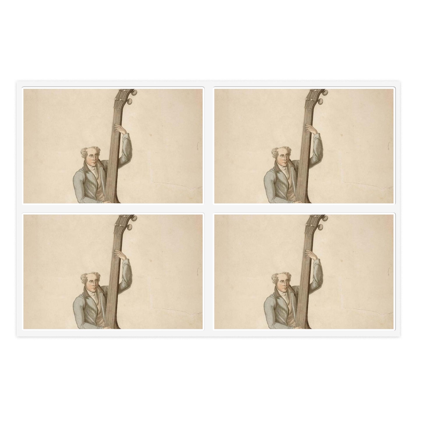 Patent drawing - Drawing of a Harp Guitar Public domain image Laminated UV Protective Vinyl Stickers