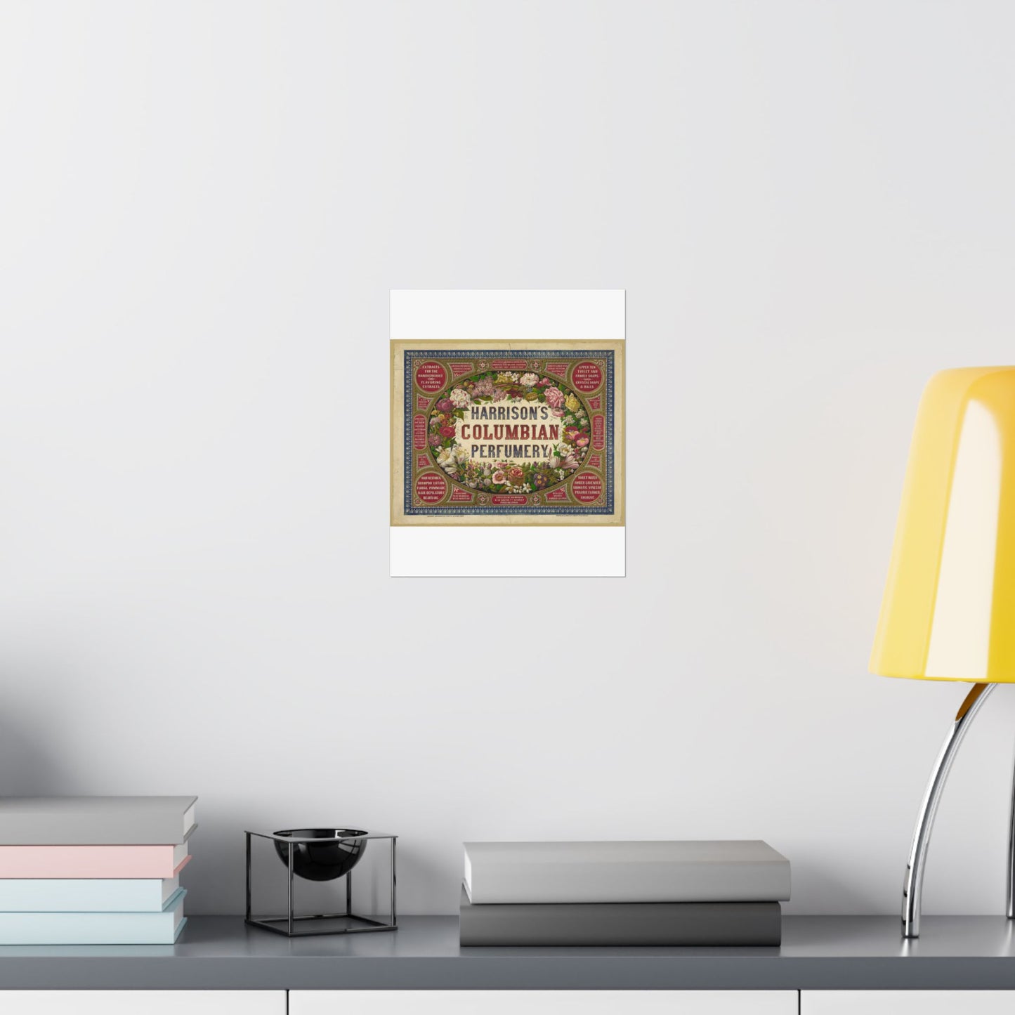 Harrison's Columbian perfumery / Designed and drawn on stone by Alphonse Bigot. High Quality Matte Wall Art Poster for Home, Office, Classroom