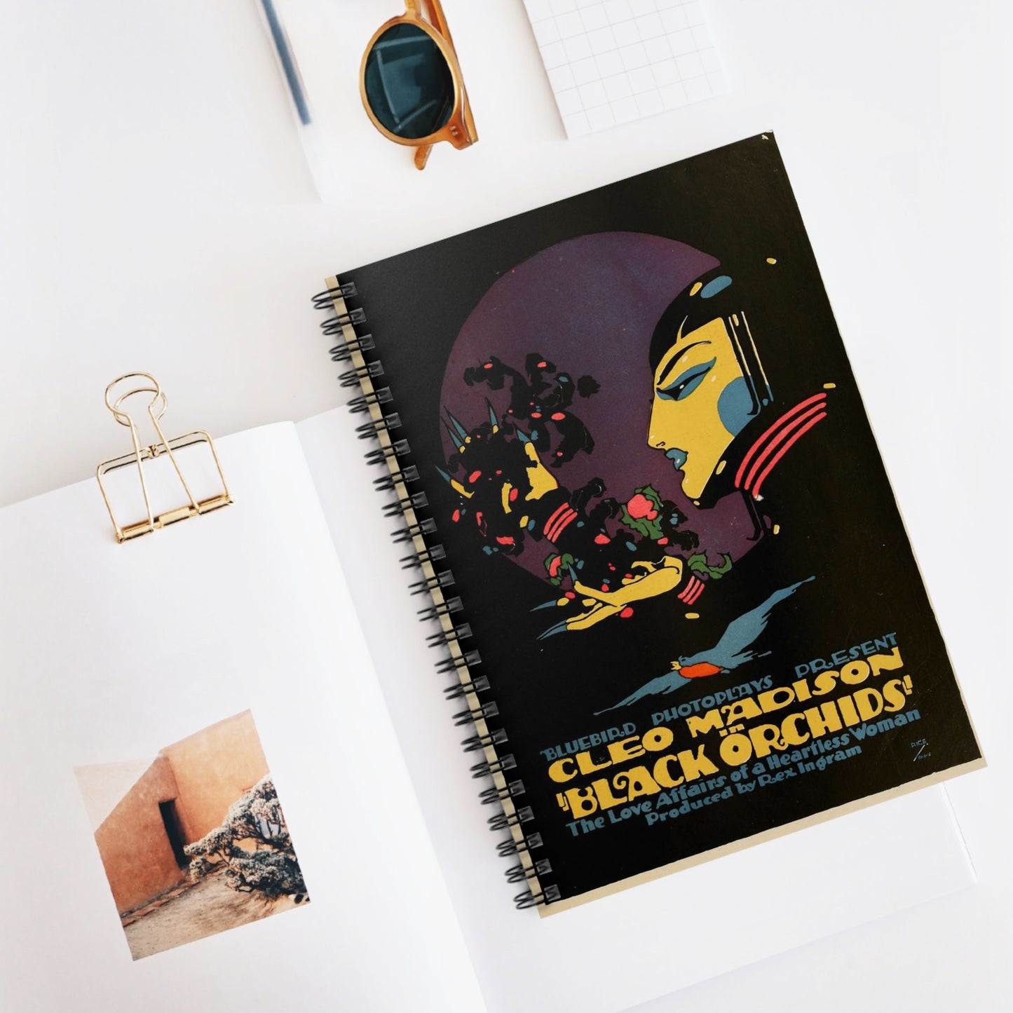 Black Orchids - Vintage movie public domain poster Spiral Bound Ruled Notebook with Printed Cover