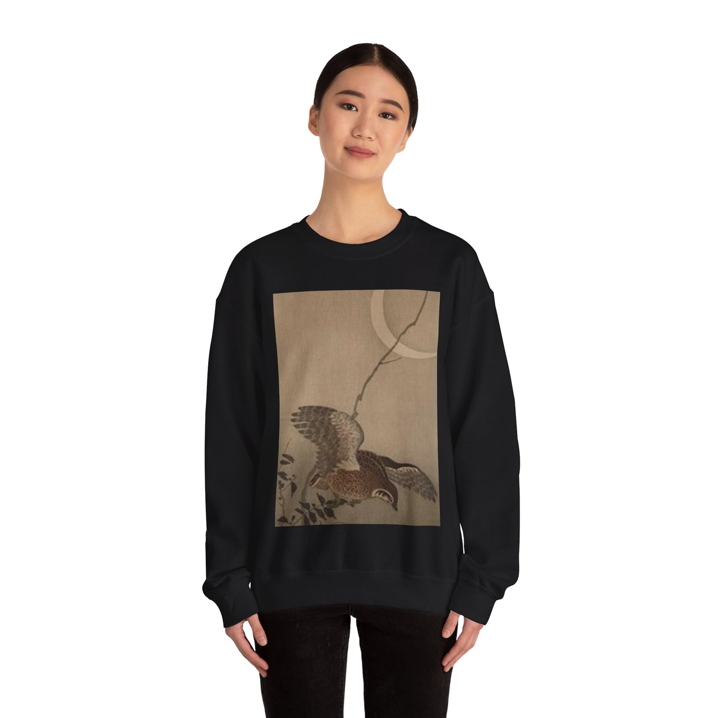 Koson Eule, Ohara Koson. 19th century Japan. Public domain image. Black Heavy Blend Adult Crew Neck SweatShirt