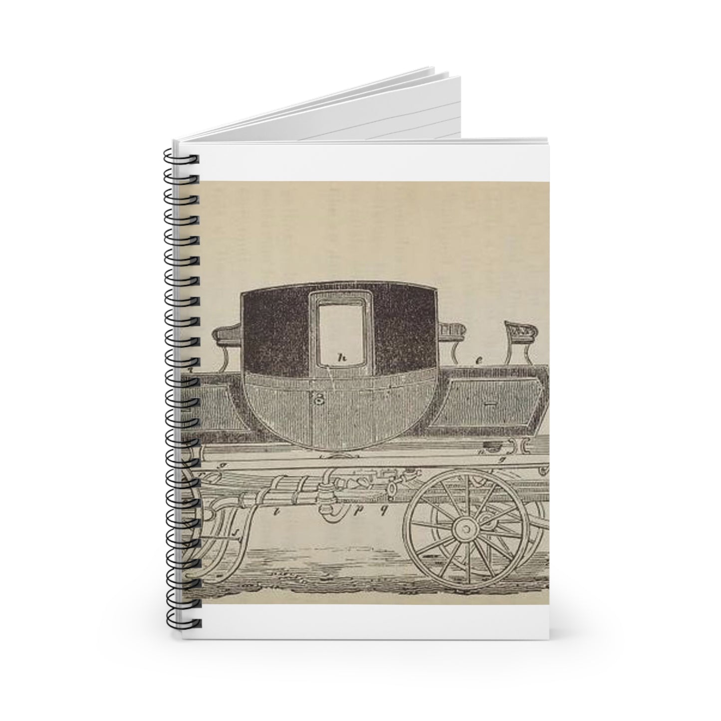 Patent Drawing of Engine - Patent steam carriage, by Mr. Goldsworthy Gurney, of Argyle Street, London, 1826 Public domain image Spiral Bound Ruled Notebook with Printed Cover