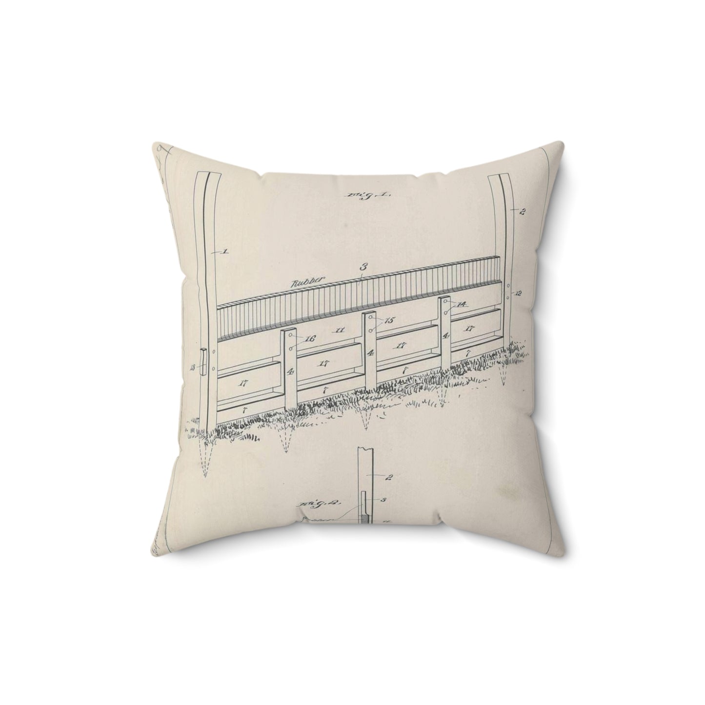 Patent Drawing of Engine - for A. Pascocello' Steeplechase or Hurdle Fence Public domain image Decorative Accent Square Pillow