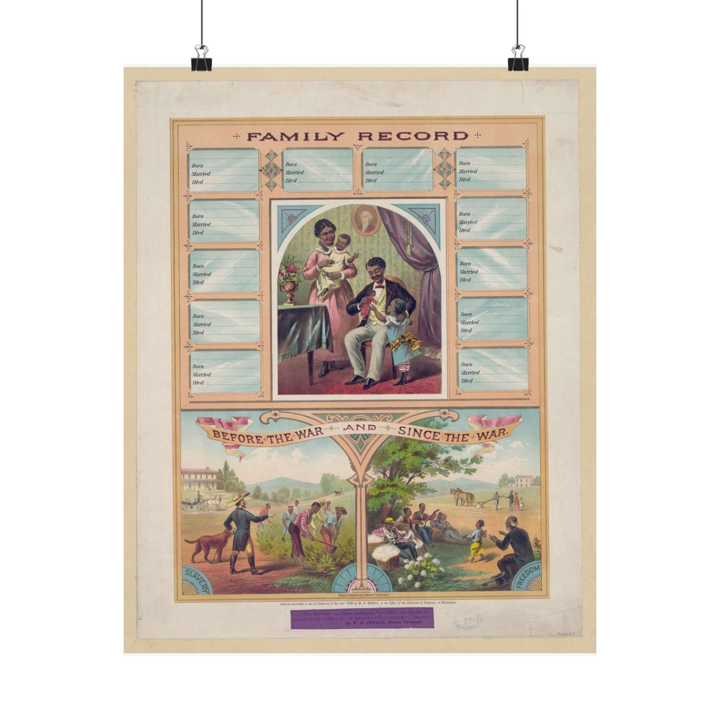 Family record. Before the war and since the war / Krebs Lithographing Company, Cincinnati. High Quality Matte Wall Art Poster for Home, Office, Classroom