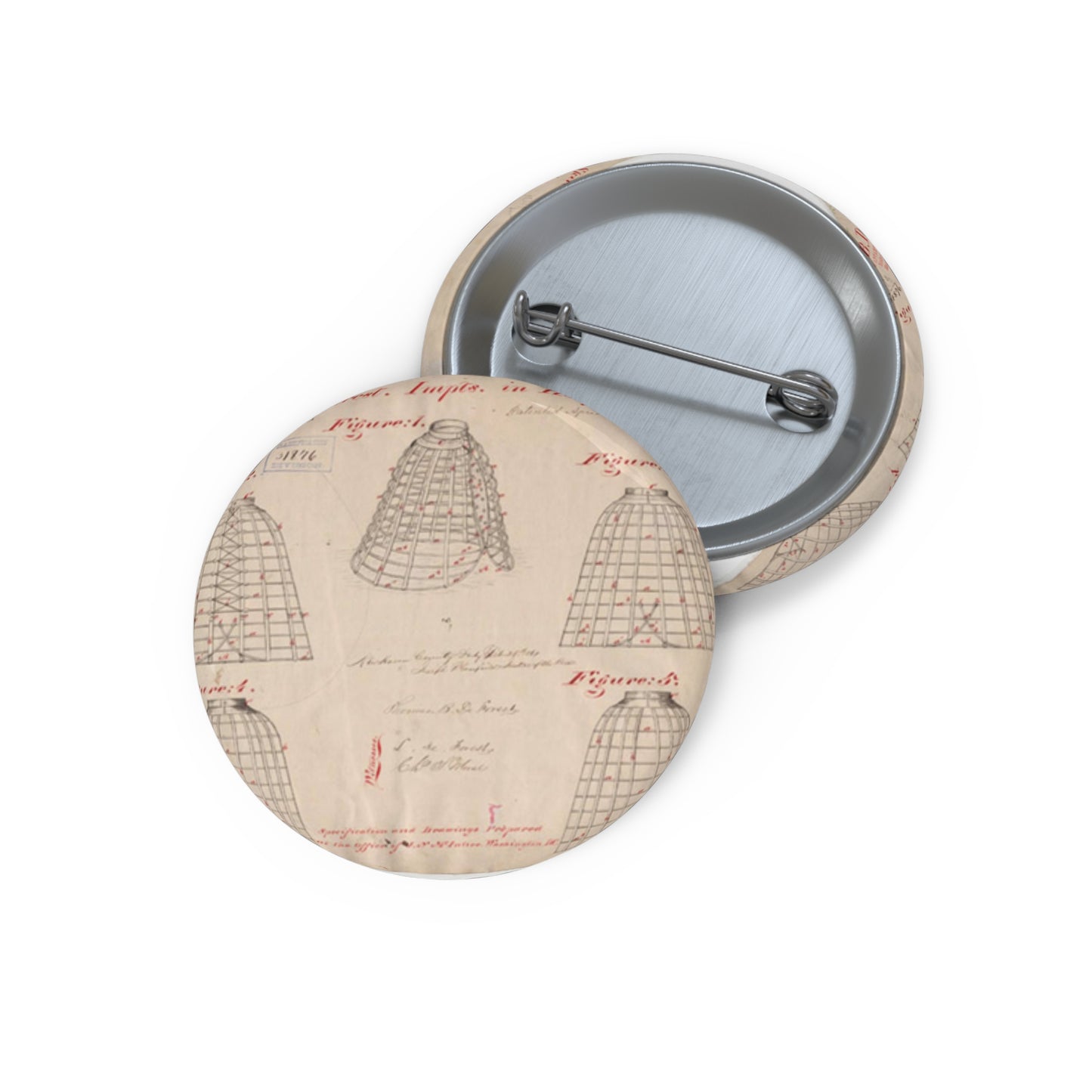 Patent drawing - Drawing of Improvements in Hoop Skirts Public domain image Pin Buttons with Crisp Design