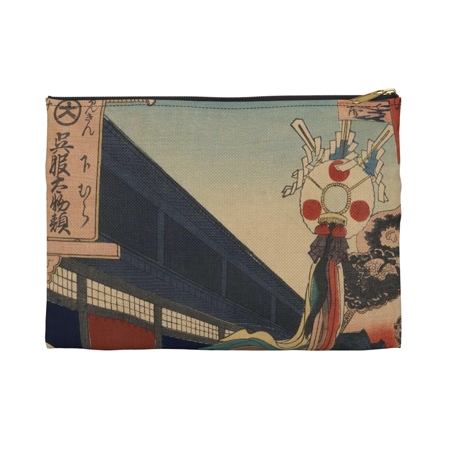 Gajō icchō, Ando Hiroshige - Public domain portrait drawing Large Organizer Pouch with Black Zipper